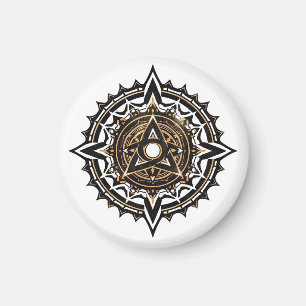 Aimant Divine Sacrée Mandala - Noir & Or Trishul