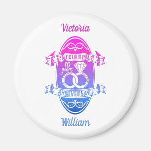 Aimant Dixième 10e anniversaire de mariage TIN ALUMINIUM