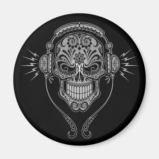 Aimant DJ Sugar Skull - Noir (Devant)