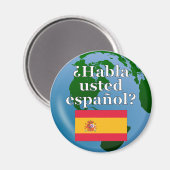 Aimant Do you speak Spanish ? Flag & globe (Recto/Verso)