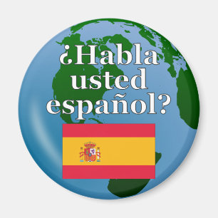 Aimant Do you speak Spanish ? Flag & globe