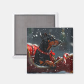 Aimant Doberman Chien Noël Festif (Recto/Verso)