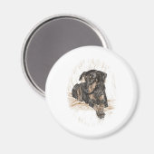 Aimant Doberman Chien oreilles naturelles (Recto/Verso)