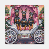 Aimant Doberman Dog Valentine's Day (Devant)