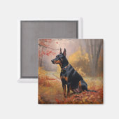 Aimant Doberman en automne Feuilles automne Inspire (Recto/Verso)