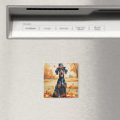 Aimant Doberman En Automne Quitte L'Art Thanksgiving (In Situ (Lave-vaisselle))