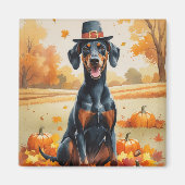 Aimant Doberman En Automne Quitte L'Art Thanksgiving (Devant)