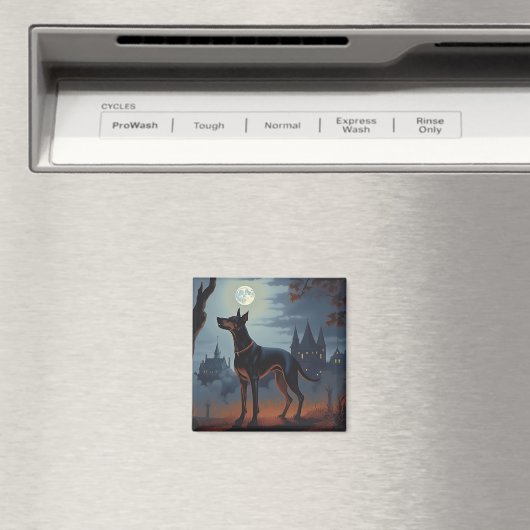 Aimant Doberman Halloween effraie (In Situ (Lave-vaisselle))