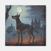 Aimant Doberman Halloween effraie (Devant)