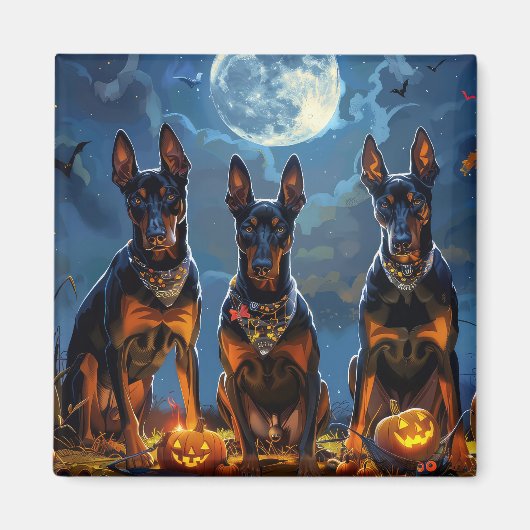 Aimant Doberman Halloween Épouvantable (Devant)