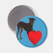 Aimant Doberman Pinscher Avec Coeur (Recto/Verso)