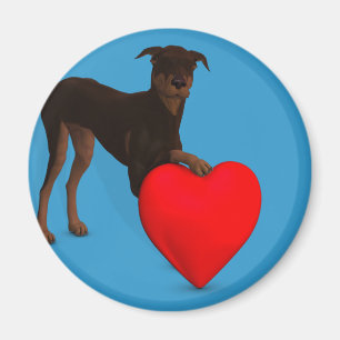 Aimant Doberman Pinscher Avec Coeur