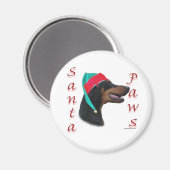 Aimant Doberman Pinscher (blk) Père Noël Paws (Recto/Verso)