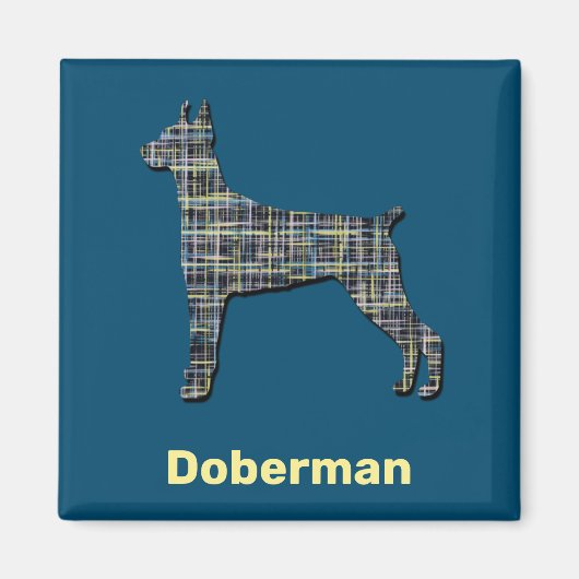 Aimant Doberman Pinscher Chien Ligne jaune et noire (Devant)