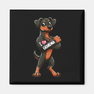 Aimant Doberman Pinscher I Love Grandma Funny Chien Tatto