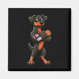 Aimant Doberman Pinscher I Love Papa Funny Chien Tattoo _