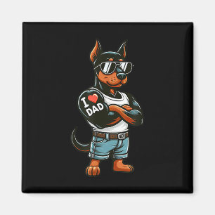 Aimant Doberman Pinscher I Love Papa Funny Chien Tattoo