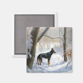 Aimant Doberman Pinscher Laisser Neige Noël (Recto/Verso)