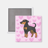 Aimant Doberman Pinscher Love (oreilles de disquette) (Recto/Verso)