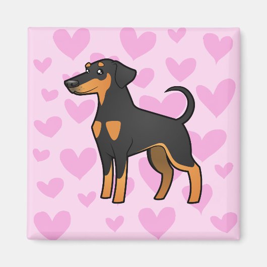 Aimant Doberman Pinscher Love (oreilles de disquette) (Devant)