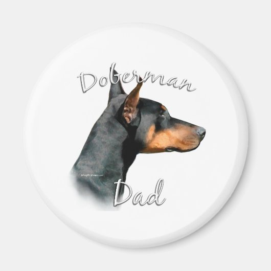 Aimant Doberman Pinscher (noir) Papa 2 (Devant)