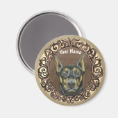Aimant Doberman Pinscher Orné (Recto/Verso)