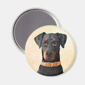 Aimant Doberman Pinscher Peinture non découpée Art origin (Recto/Verso)