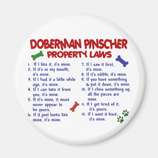 Aimant DOBERMAN PINSCHER, propriété Lois 2 (Devant)