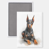 Aimant Doberman Watercolor Art (Recto/Verso)