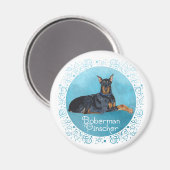 Aimant Dobermann Pinscher noir (Recto/Verso)