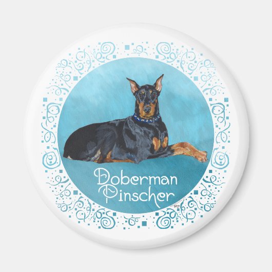 Aimant Dobermann Pinscher noir (Devant)
