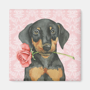 Aimant Dobermann rose de Valentine