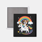 Aimant Dog And Unicorn Space Galaxy Rainbow Dogs (Recto/Verso)