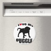 AIMANT "DOG BREED" - PUGGLE - "J'AIME MON PUGGLE" (In Situ (Lave-vaisselle))