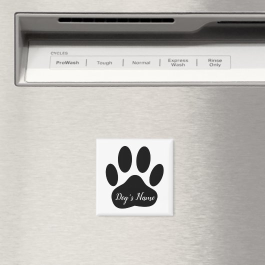 Aimant Dog Paw Print With Custom Name Ceramic Tile (In Situ (Lave-vaisselle))