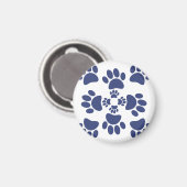 Aimant Dog Paws Prints Portuguese Style White and Blue  (Recto/Verso)