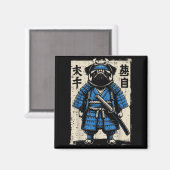 Aimant Dog Pug Samurai Funny Japanese Warrior Art Men Wom (Recto/Verso)
