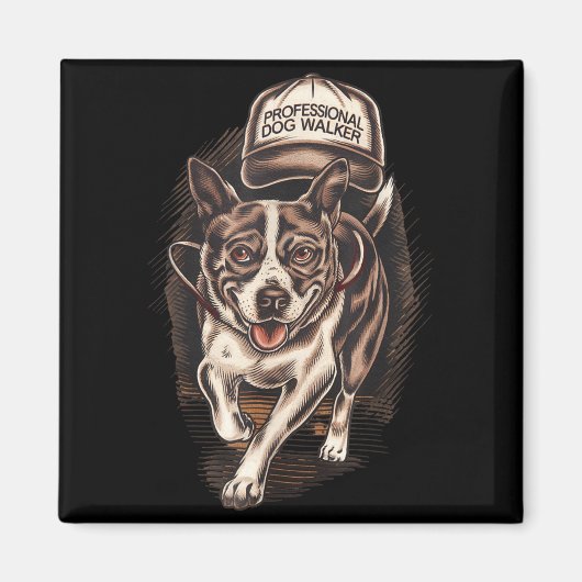 Aimant Dog Waking Professional Dog Walker Hat Graphic  (Devant)