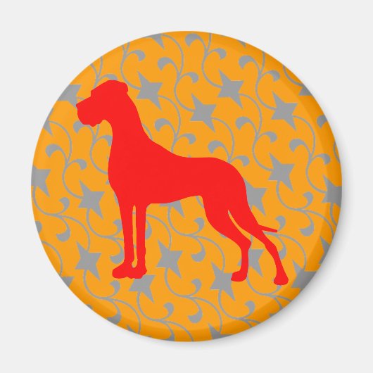 Aimant Dogue allemand rouge orange (Devant)