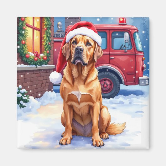 Aimant Dogue de Bordeaux Firefighter Station Santa Hat (Devant)