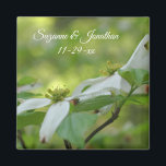 Aimant Dogwood Flowers Personalized Wedding<br><div class="desc">Lovely pair of spring time white wild dogwood blossoms flower photography by Susan wedding favor refrigerator magnet. Fill in your information in the template. Make more changes to text and font size, style, and color by clicking on Customize. This design is available on many products in my gallery. Please visit...</div>