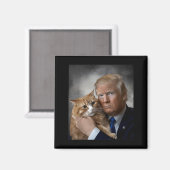 Aimant Donald Trump And Cat Funny Trump And Cat, Litical  (Recto/Verso)