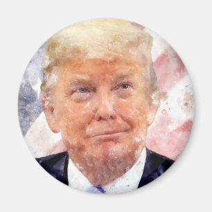 Aimant Donald Trump souriant avec le drapeau américain