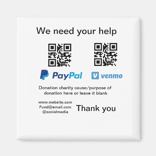 Aimant Donation Collection conseil pot ajouter votre q r (Devant)