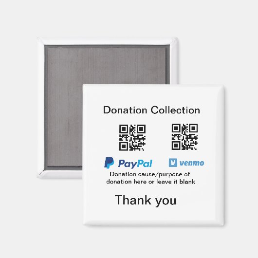 Aimant Donation Collection conseil pot ajouter votre q r  (Recto/Verso)