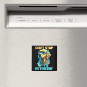 Aimant Don't Stop Retrievin - Retro Golden Retriever Dog  (In Situ (Lave-vaisselle))