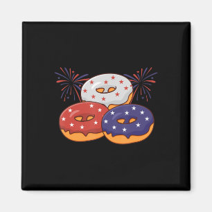 Aimant Donut américain patriotique 4 juillet Memorial Day