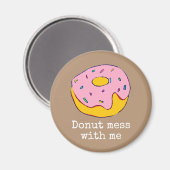 Aimant Donut glaçage rose mignon art culinaire (Recto/Verso)