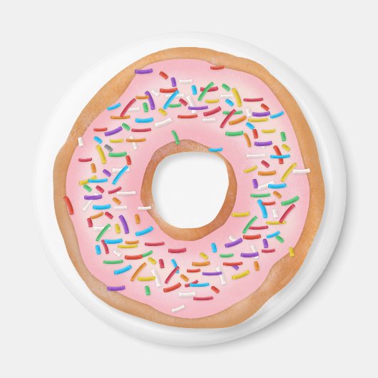 Aimant Donut Pink Frosting Sprinkles Cute | (Devant)