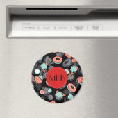 Aimant Donuts, Glace, Cupcakes, Dessert, Monogramme (In Situ (Lave-vaisselle))